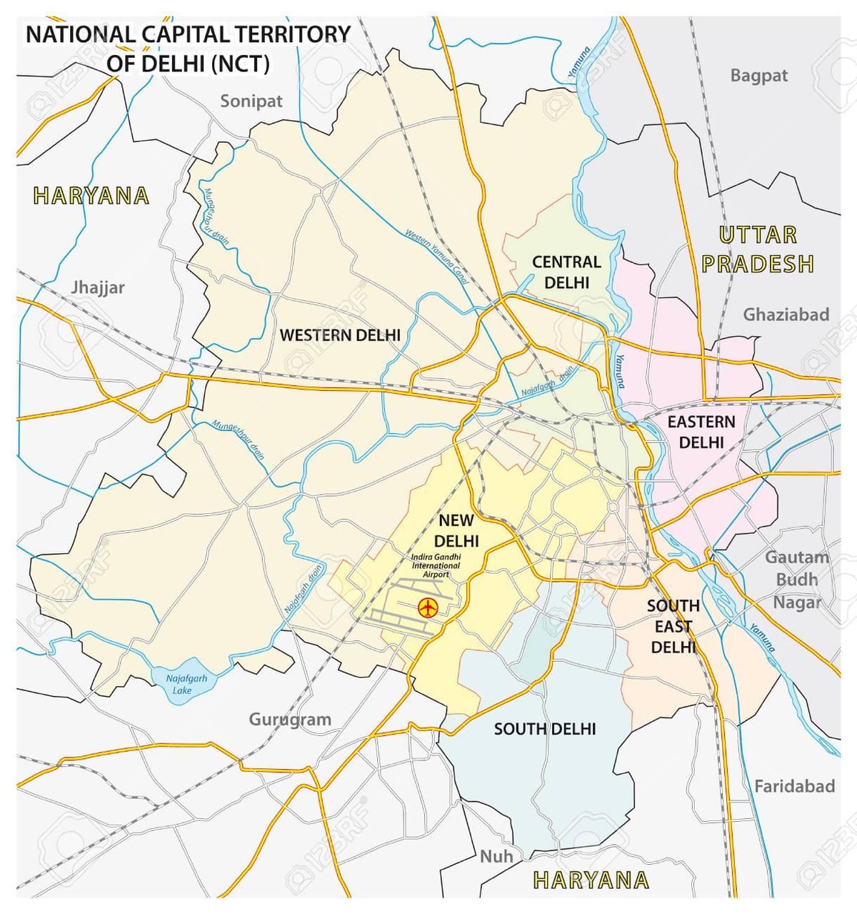 Plan des aéroports de New Delhi