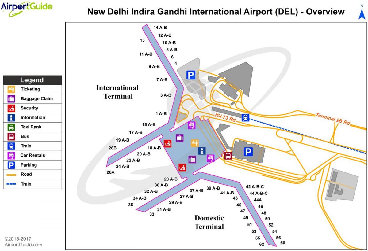 Plan des terminaux aéroport de New Delhi