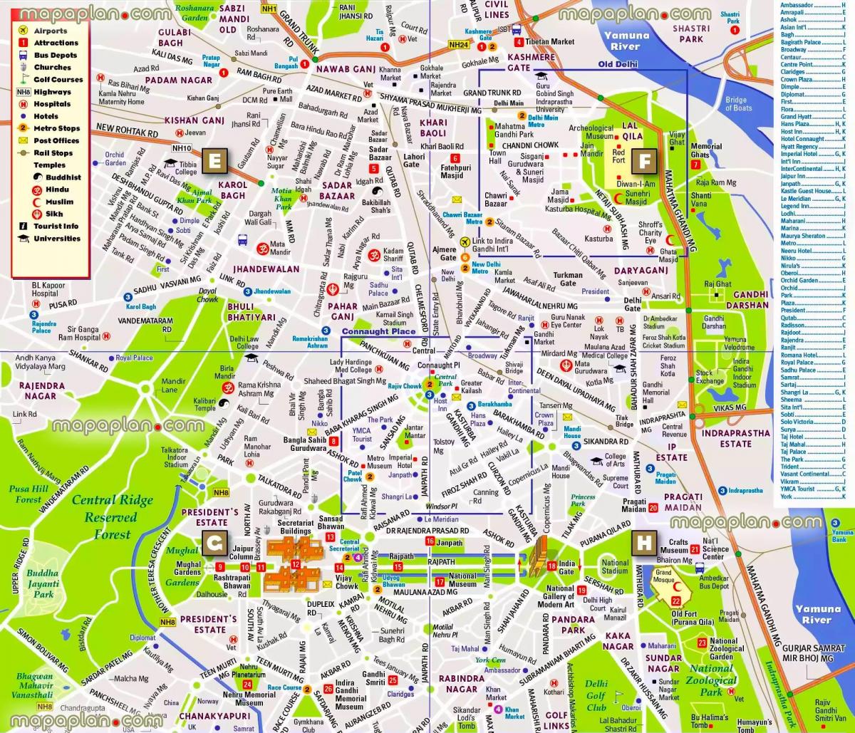 Plan du centre ville de New Delhi