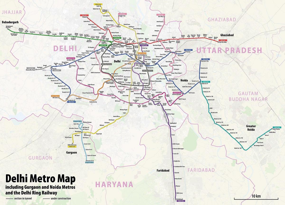 Plan des stations de metro de New Delhi