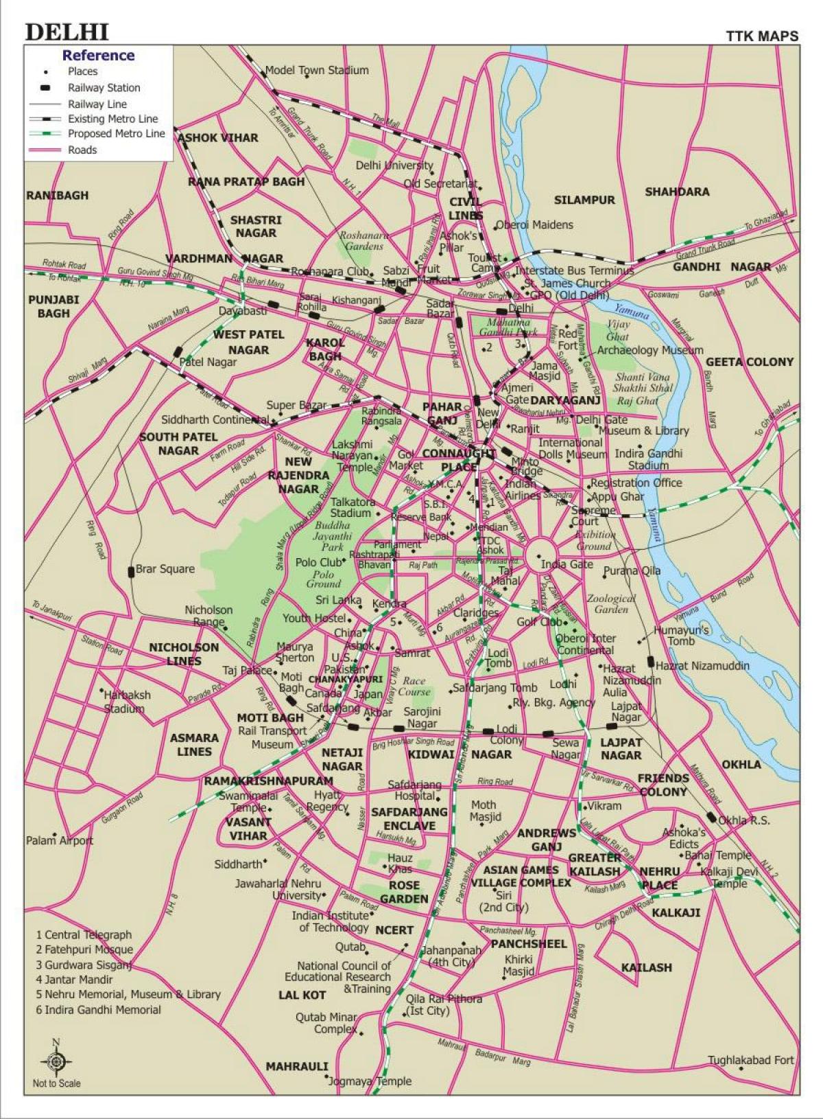 Plan des routes de New Delhi